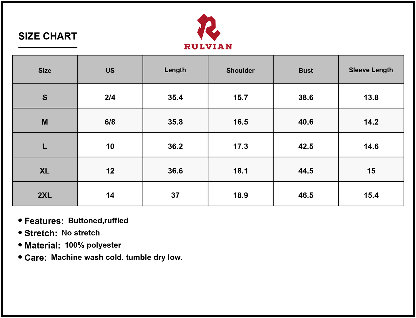 Size Chart - Women's Floral Print Ruffle Sleeve Mini Dress 100% Polyester Lightweight Cute Summer Party Dress for Daytime and Evening
