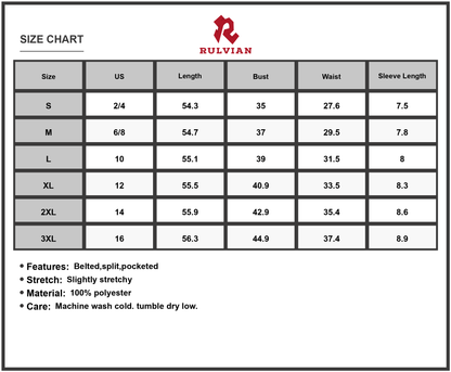 Size Chart - Women's Printed V Neck Short Sleeve Maxi Dress Belted with Pockets Plus Size Full Length 100% Polyester Fabric Comfort