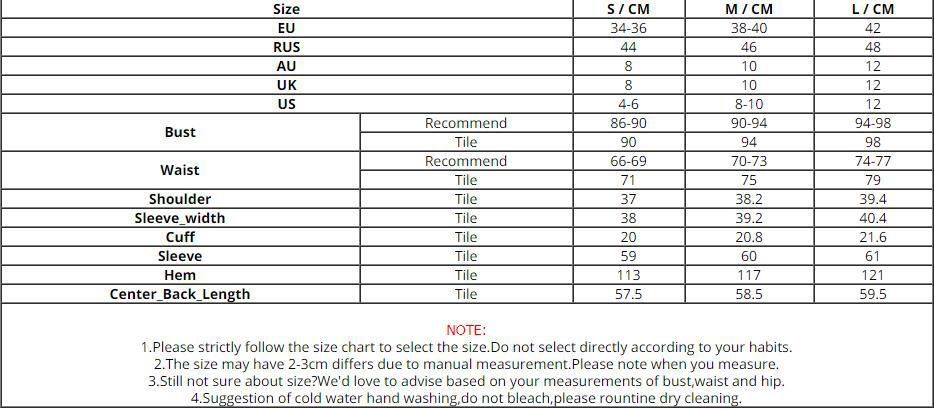 Size Chart - Autumn and winter solid color deep V-neck flared long-sleeved top