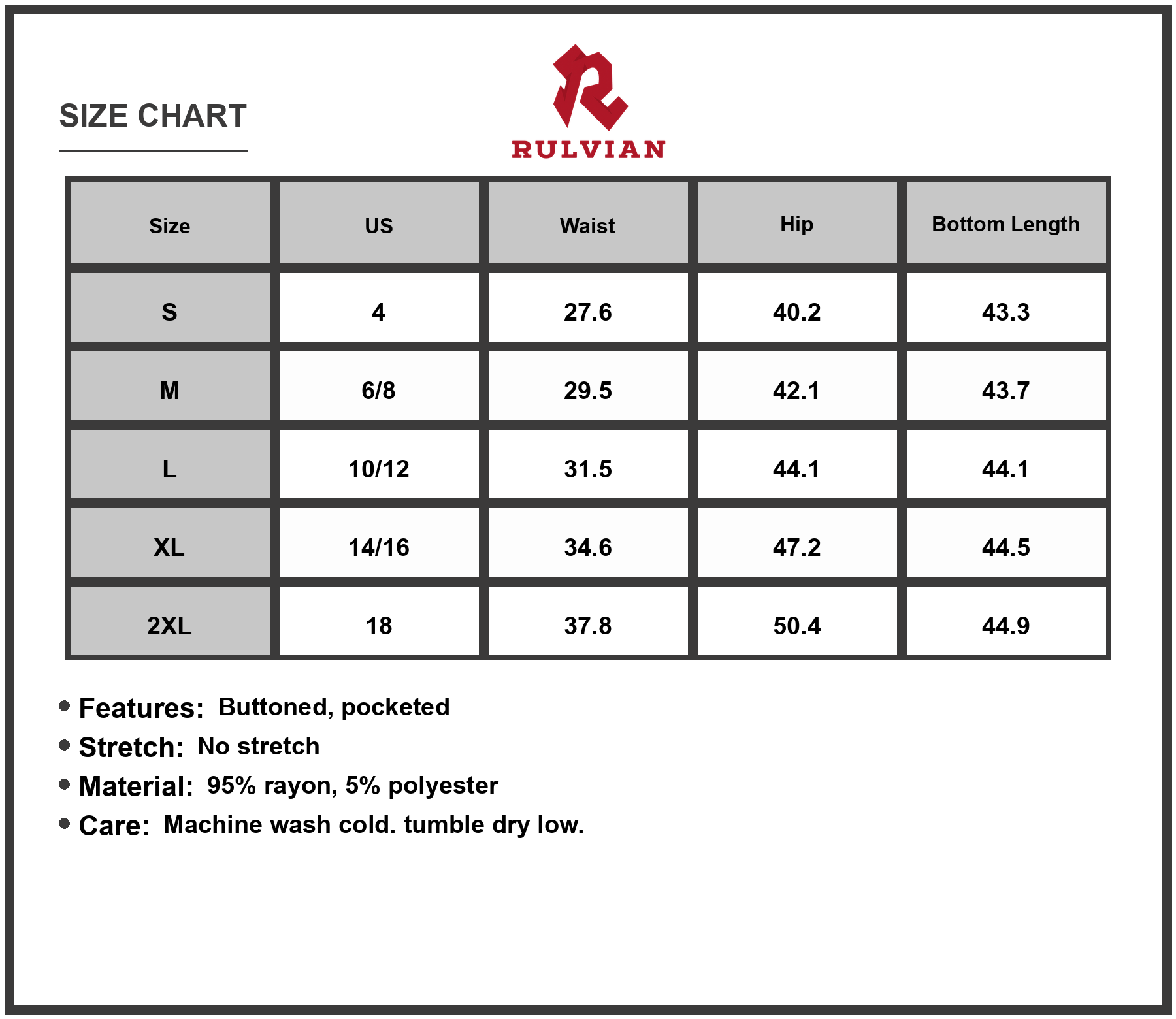 Size Chart - Womens High Rise Bootcut Jeans with Buttoned Pockets Flattering Fit Classic Design for Everyday Casual Attire Essential