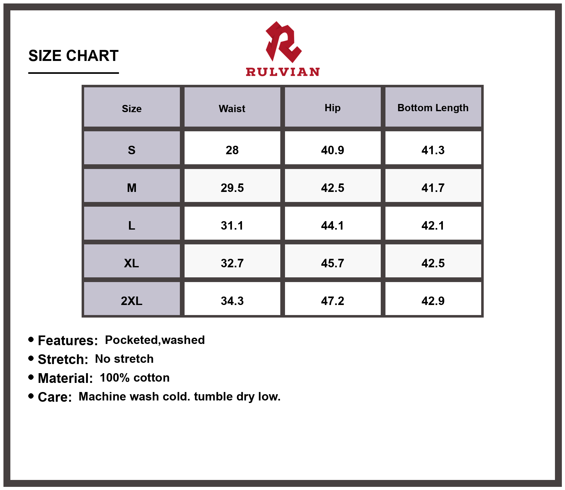 Size Chart - Men's Vintage Newspaper Print Wide Leg Baggy Jeans Loose Fit Pocketed Durable Premium High Quality Streetwear Casual