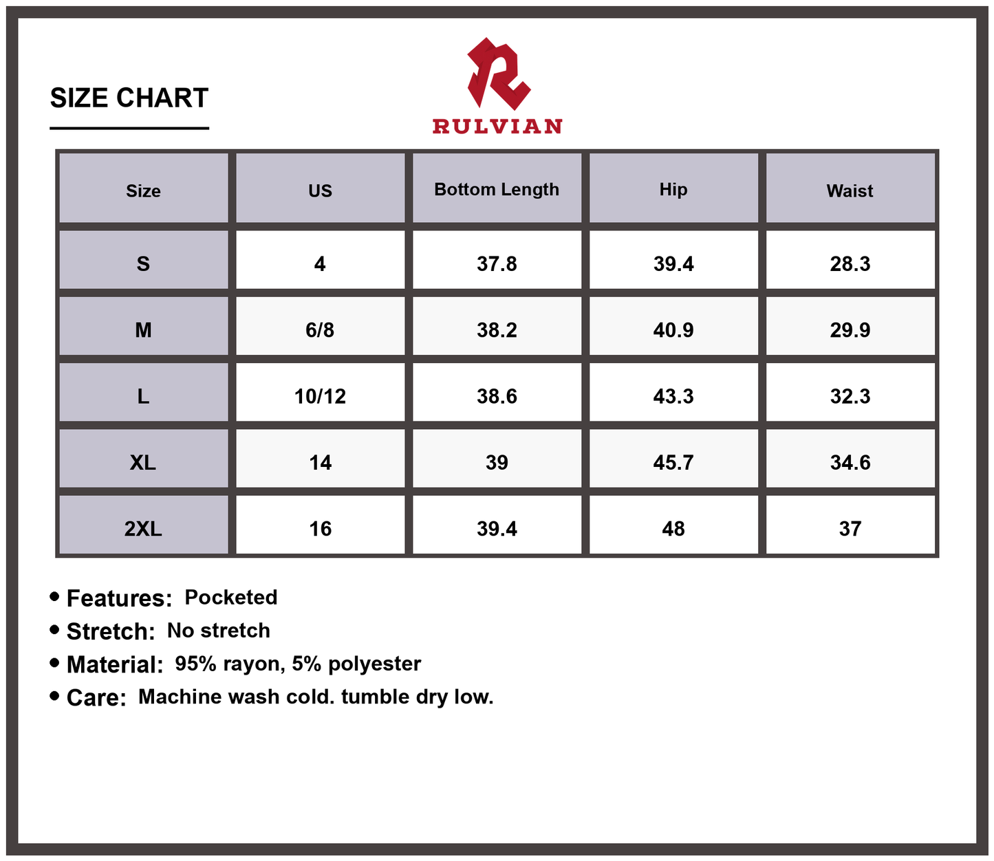 Size Chart - Women's Printed Wide Leg Jeans Pocketed Casual Fashion Trousers High Quality Versatile Everyday Bottoms for Modern Women's Wardrobe