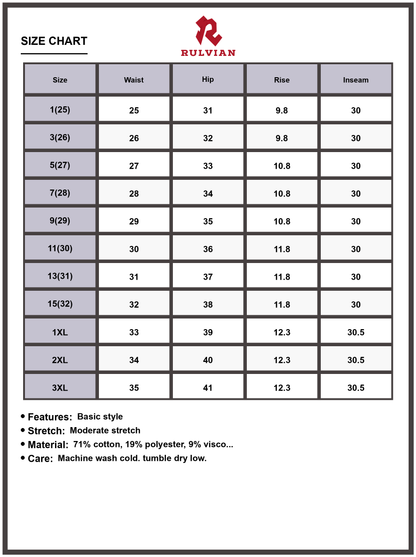 Size Chart - Women's High Rise Straight Leg Jeans Cat's Whiskers Fade Pattern Premium Denim Classic Blue Wash Durable Versatile Everyday Casual Wear