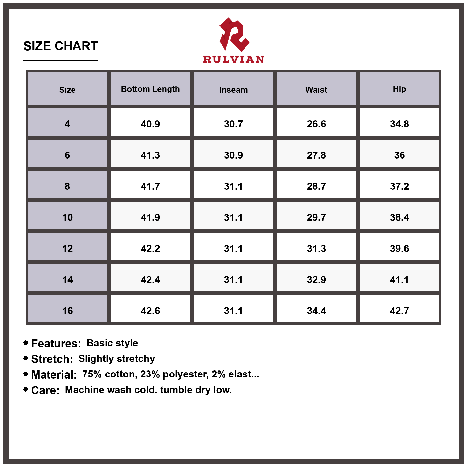Size Chart - Women's Wide Leg Jeans with Pockets Slightly Stretchy Premium Durable Denim Pants for Versatile Casual Everyday Daily Wear