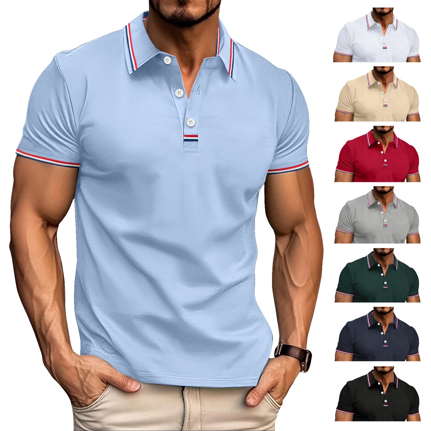Men's Comfortable Loose Fit Short Sleeve Pull Button T Shirt Made From 100 Percent Polyester For Everyday Casual