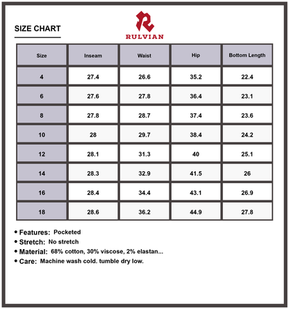 Size Chart - Women's High Waisted Wide Leg Washed Jeans with Functional Pockets Durable Premium Denim for Versatile Everyday Fashion