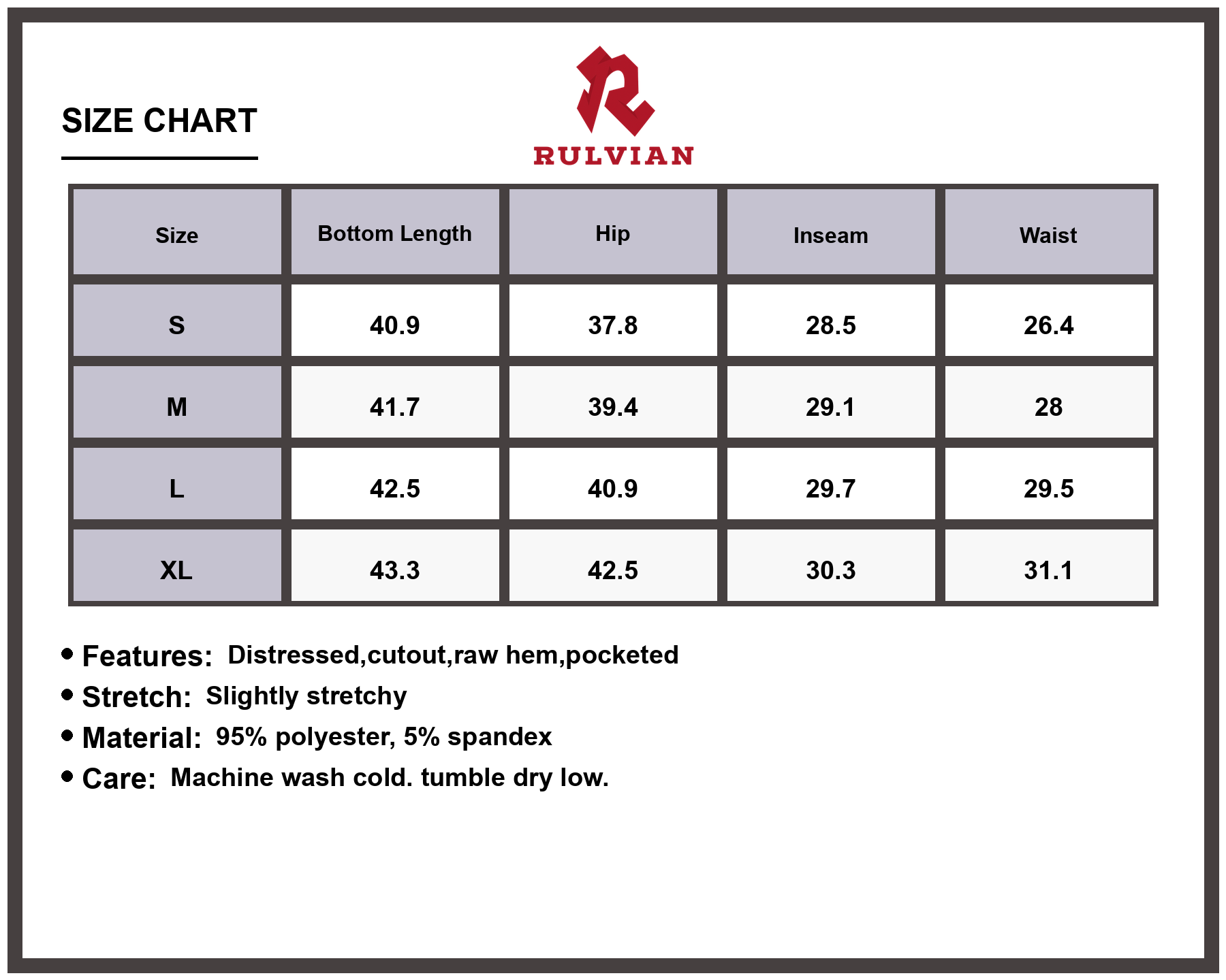 Size Chart - Women's Ripped Distressed Wide Leg Denim Jeans with Raw Hem Pockets Premium Quality Versatile Casual Everyday Fashionable Wear