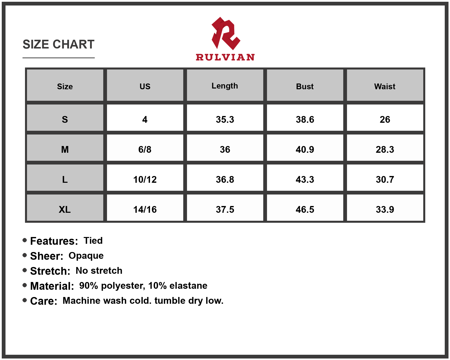 Size Chart - Women's Lace Sleeveless Tied Waist Mini Dress 90% Polyester 10% Elastane Lightweight Sheath Silhouette Perfect for Day