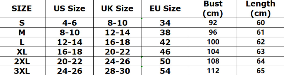 Size Chart - Deep V-neck shirt