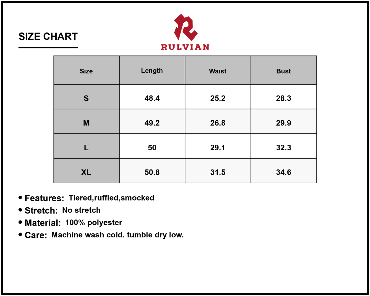 Size Chart - Women's Color Block Plaid Off Shoulder Maxi Dress 100% Polyester Tiered Ruffle Sleeves Smocked Bodice Flowy A Line