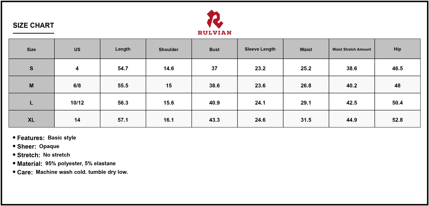 Size Chart - Women's Printed Notched Neck Maxi Dress with Sheer Effect and Soft Fall 95% Polyester 5% Elastane Modern fit