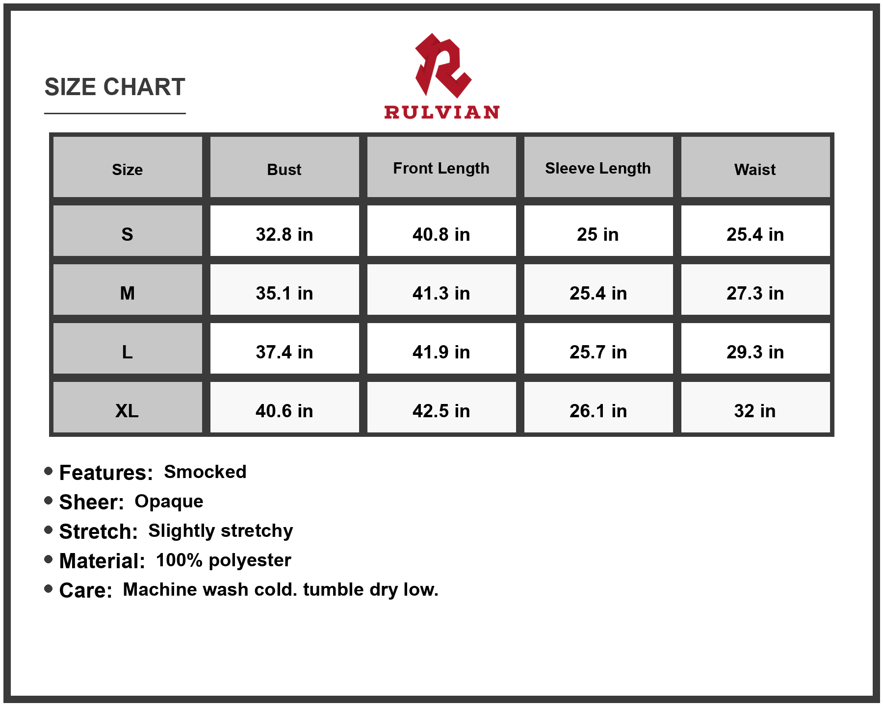 Size Chart - Women's Floral Smocked Square Neck Dress with Lightweight Sheer Bodice and 100% Polyester Fabric for Everyday Wear