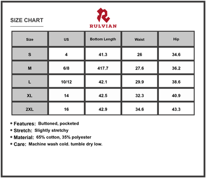 Size Chart - Womens High Waisted Straight Leg Jeans Rolled Hem Pockets Stretchy Denim Button Fly Durable Everyday Wearable Comfort