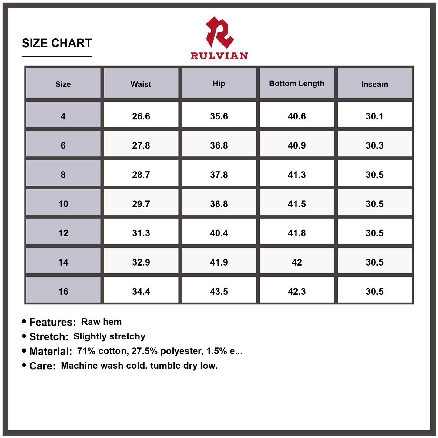 Size Chart - Women's Wide Leg Raw Hem Jeans with Pockets Slightly Stretchy Denim Pants High Waisted Casual Everyday Versatile