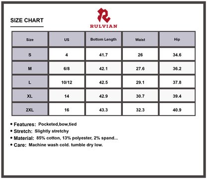Size Chart - Women's High-Waisted Tie-Front Flare Jeans with Pockets Stretchy Denim for Casual Everyday Fashion Versatile Modern Look