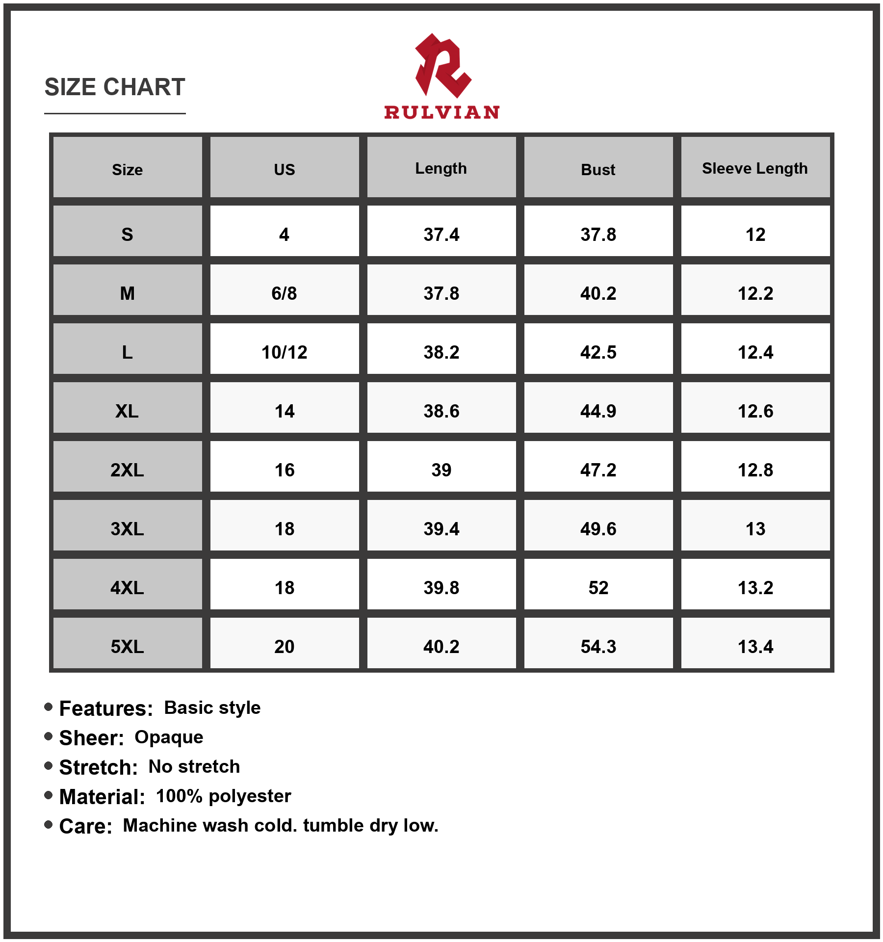Size Chart - Women's full size round neck half sleeve dress with pockets crafted in one hundred percent polyester fabric for everyday wear