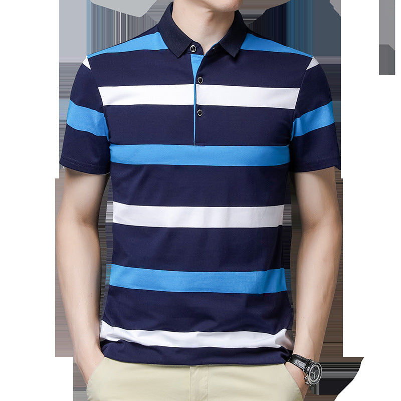 Men's Short Sleeve Polo Collar Solid Color Shirt 95% Cotton 5% Spandex Lightweight Summer Casual Tee
