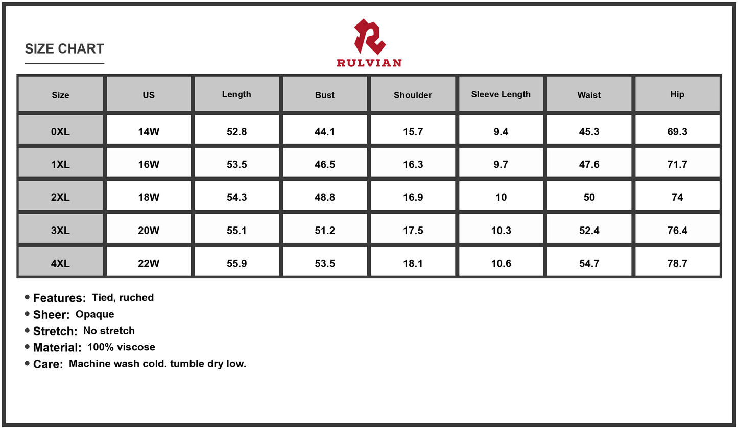 Size Chart - Women's Maxi Dress with Tie Neck and Flutter Sleeves Plus Size 100% Viscose Ruched Detail for Everyday Wear Casual