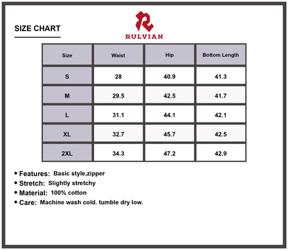 Size Chart - Men's Wide Leg High-Rise Jeans Zipper Closure Premium Durable Denim Pants Casual Everyday Wear Slightly Stretchy Versatile Fit