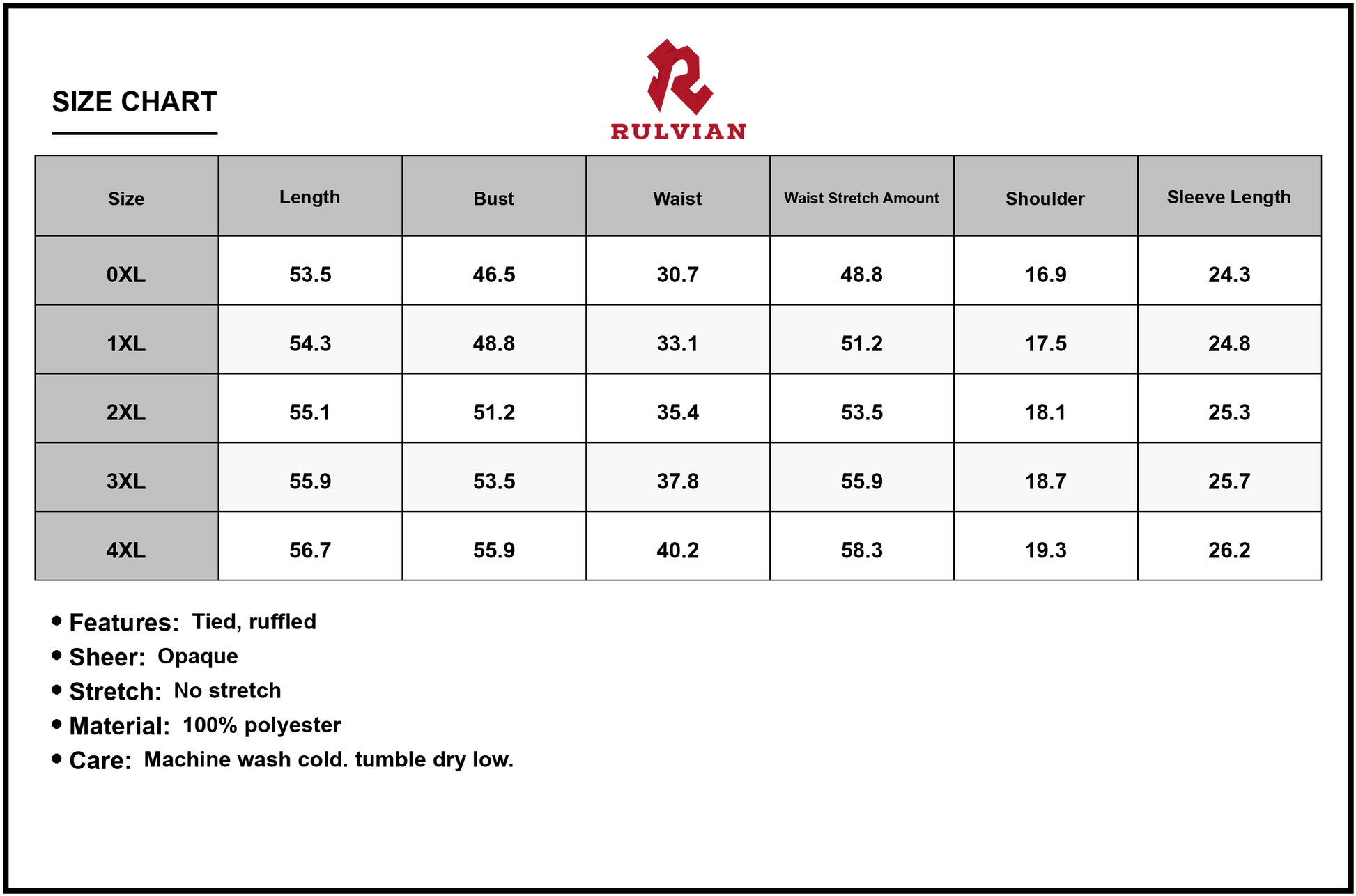 Size Chart - Women's Plus Size Ruffled Polka Dot Long Sleeve Midi Dress 100% Polyester Fabric for Elegant Everyday Wear Chic