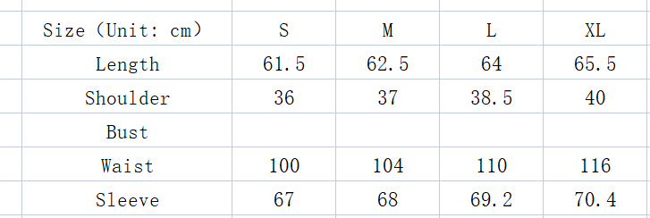 Size Chart - Versatile Printed Long Sleeved Loose Fitting Top