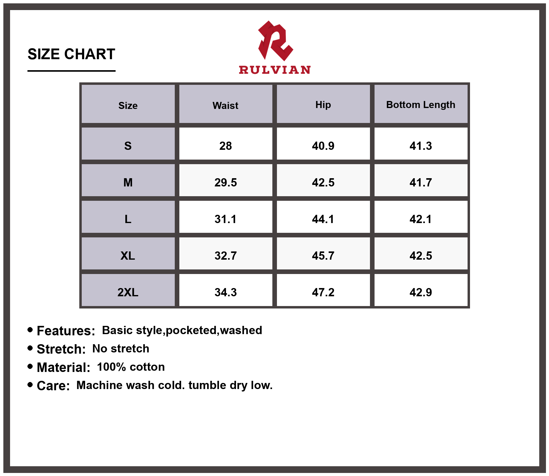 Size Chart - Men's Wide Leg Jeans Vintage Wash Premium Denim Casual Relaxed Fit Trousers with Pockets Durable Everyday Pants