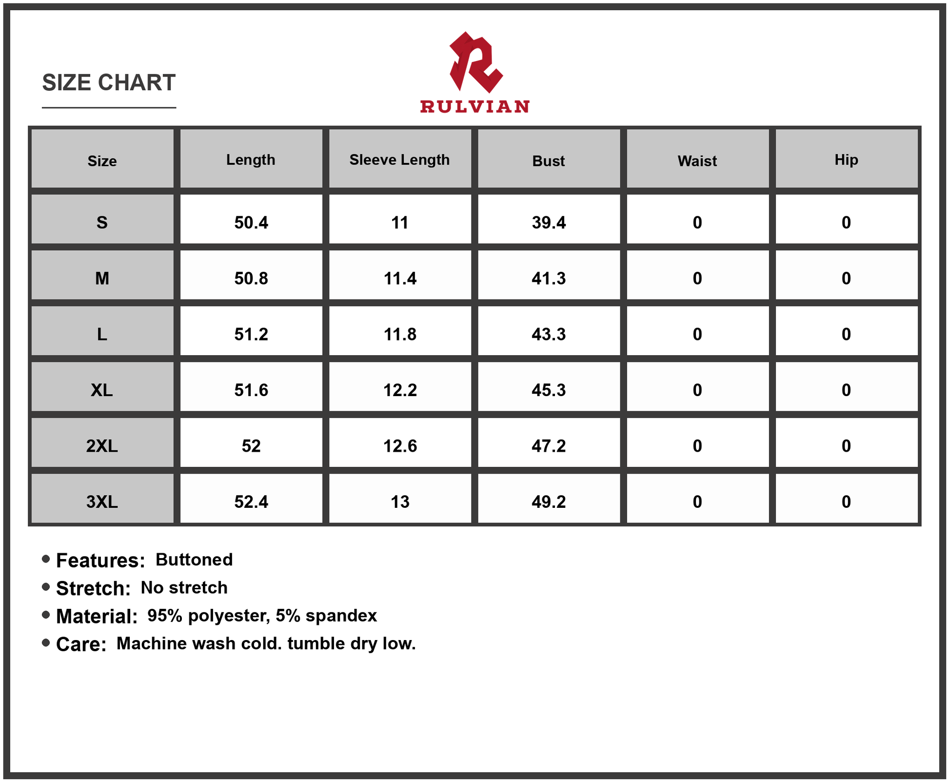 Size Chart - Women's Full Size Short Sleeve Shirt Dress with Collar Plus Size Elegant Everyday Comfort 95% Polyester 5% Spandex