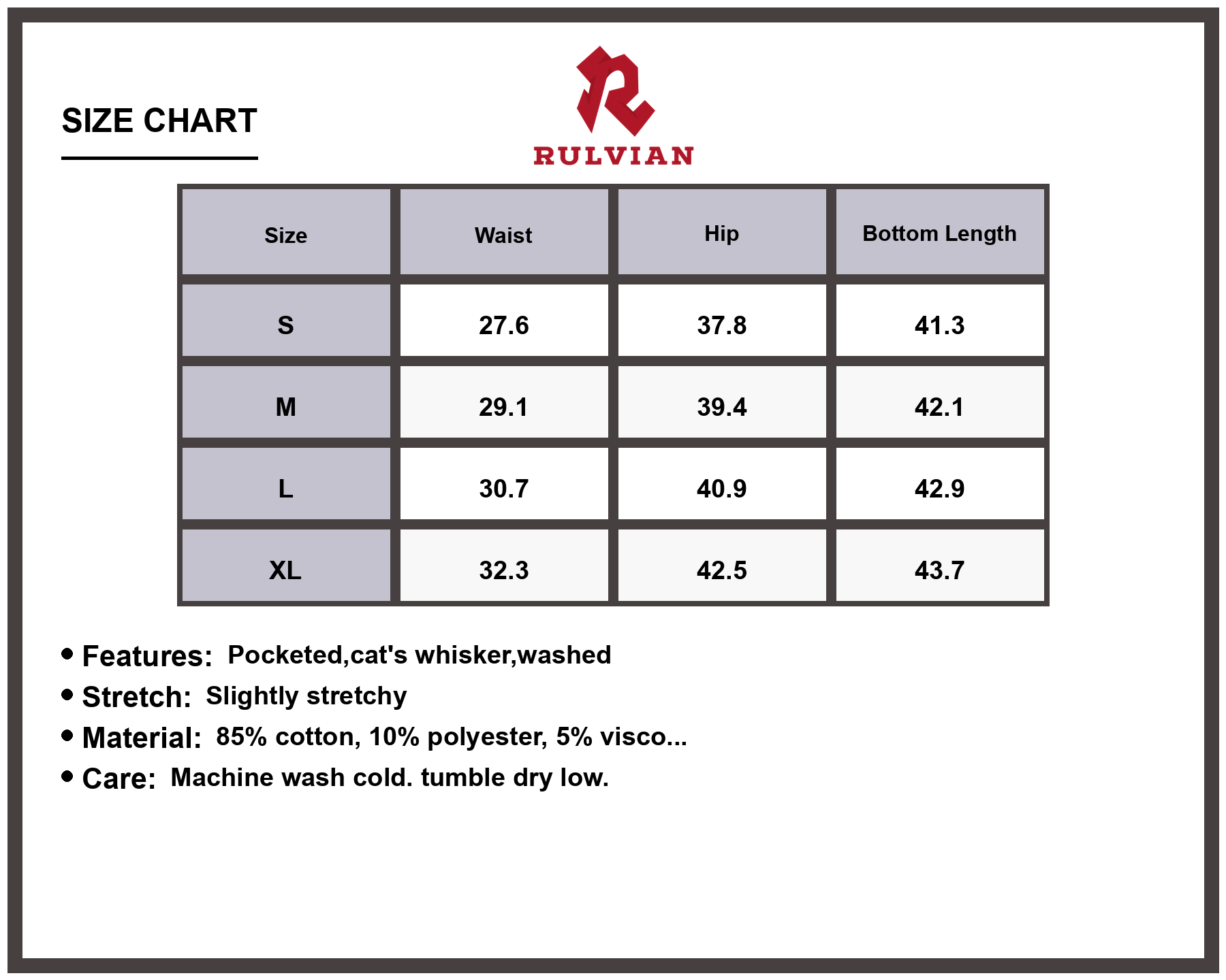 Size Chart - Men's Vintage Wide Leg Jeans with Pockets Premium Washed Distressed Denim Casual Relaxed Fit Versatile Everyday Trousers
