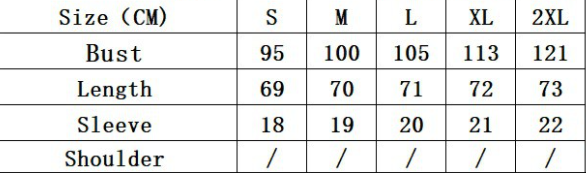 Size Chart - Women's V Neck Flying Sleeve Swallowtail T Shirt Short Sleeved Top