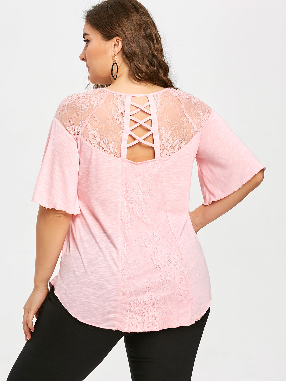 Men's Lace Stitch Shirt in Pink with See Through Detail and 100% Cotton Main Fabric and Soft Lining Comfort