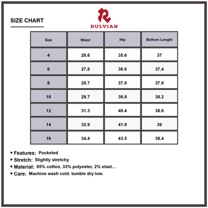 Size Chart - Women's High-Waisted Wide Leg Jeans Cuffed Premium Denim Trousers Versatile Fit Flattering Casual Everyday Pants