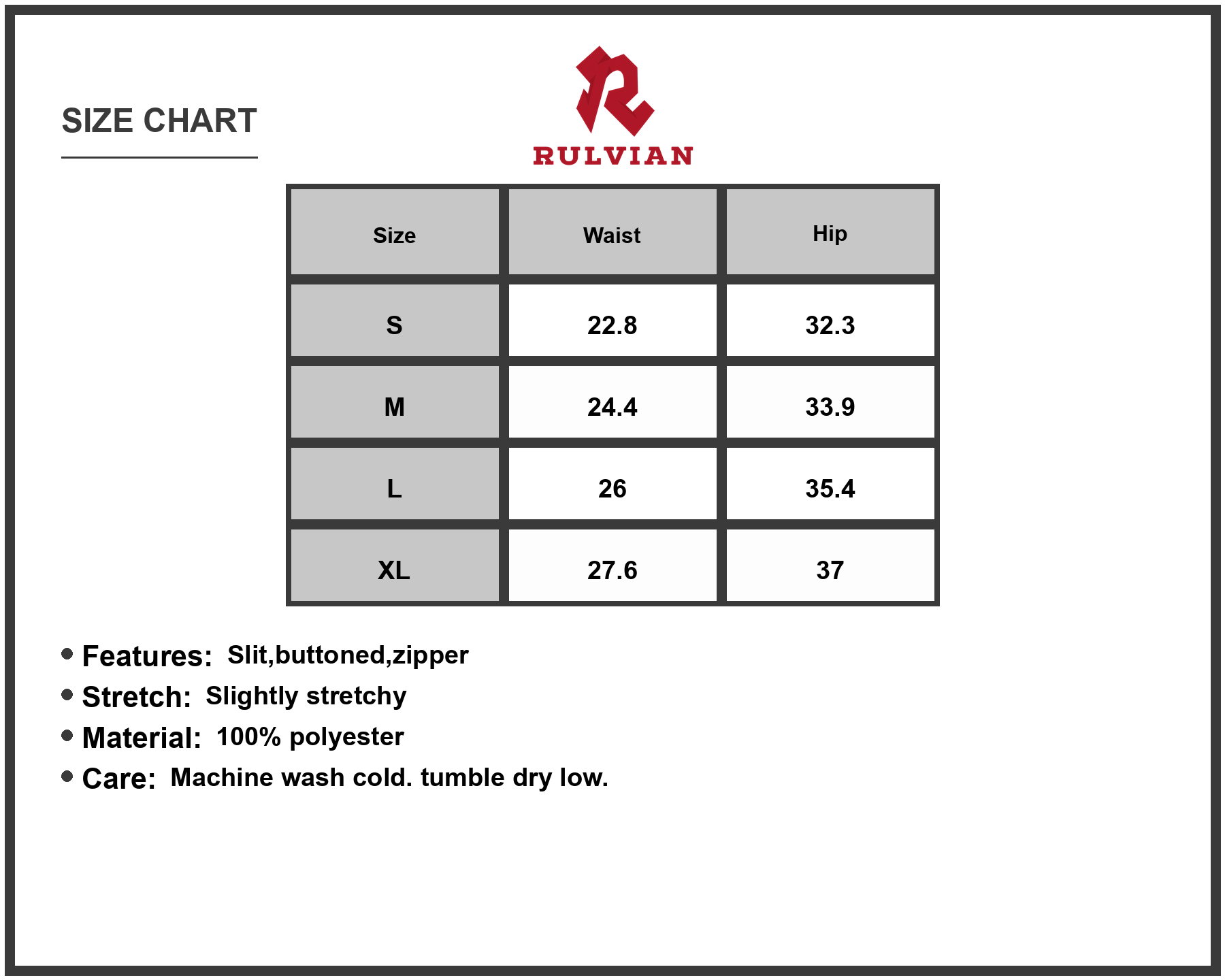 Size Chart - Womens High Waisted Slit Flare Jeans with Button Closure and Zipper Front Stylish Everyday Casual Wardrobe Essential
