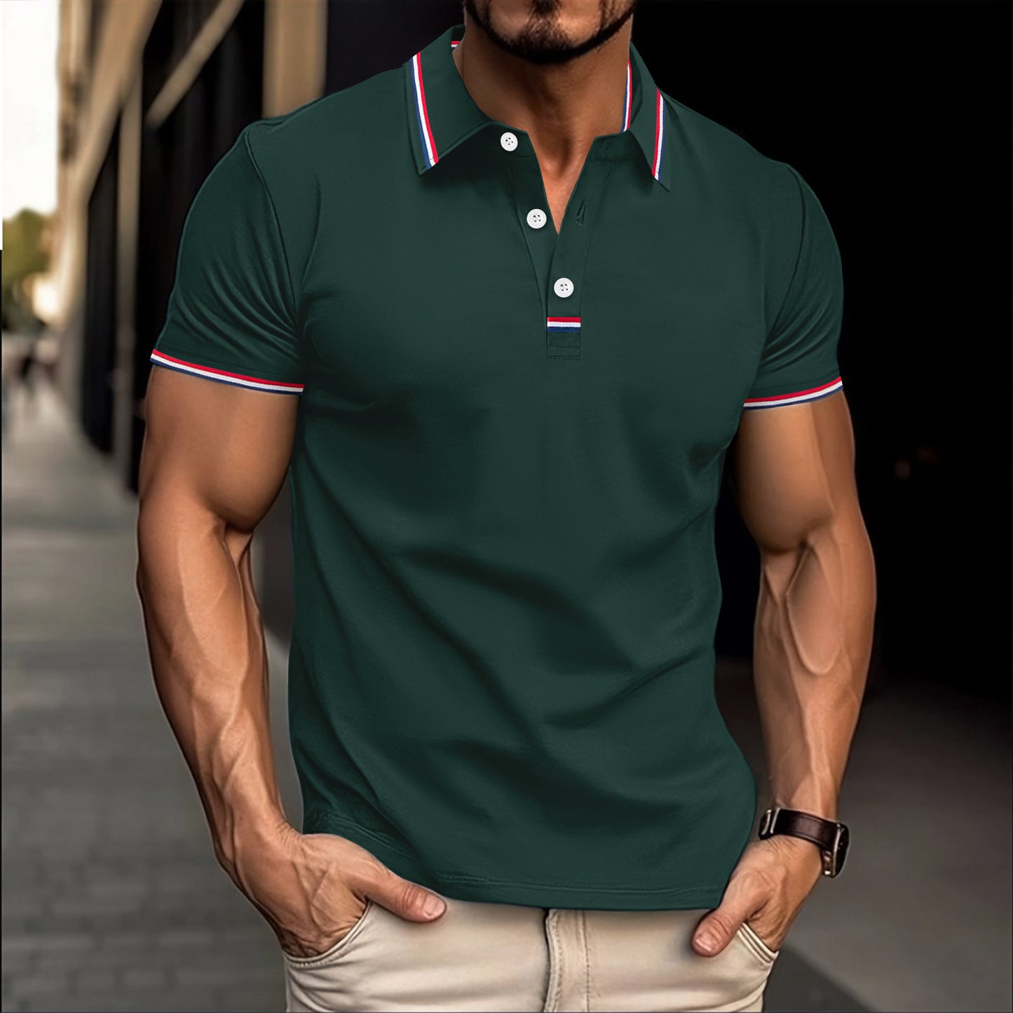 Men's Comfortable Loose Fit Short Sleeve Pull Button T Shirt Made From 100 Percent Polyester For Everyday Casual