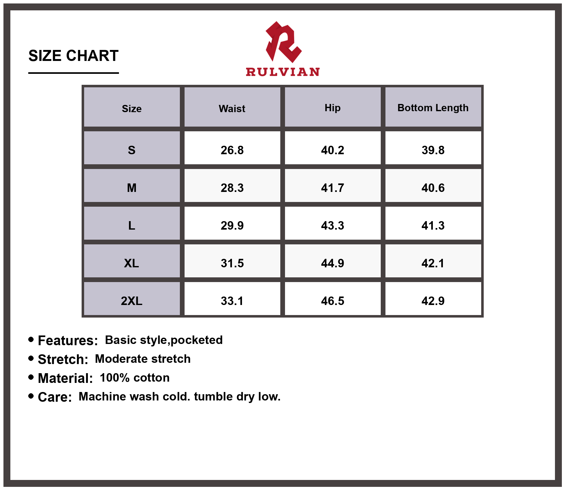 Size Chart - Men's Washed Baggy Fit Jeans with Pockets Durable Everyday Denim Pants for Casual Wear and Versatile Outdoor Activities