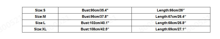 Size Chart - European and American pleated 4-button loose sleeveless T-shirt