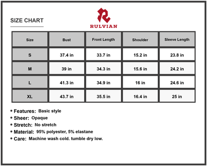 Size Chart - Men's Printed Tie Neck Long Sleeve Dress with 95% Polyester 5% Elastane Fabric for Everyday Wear for daily wear