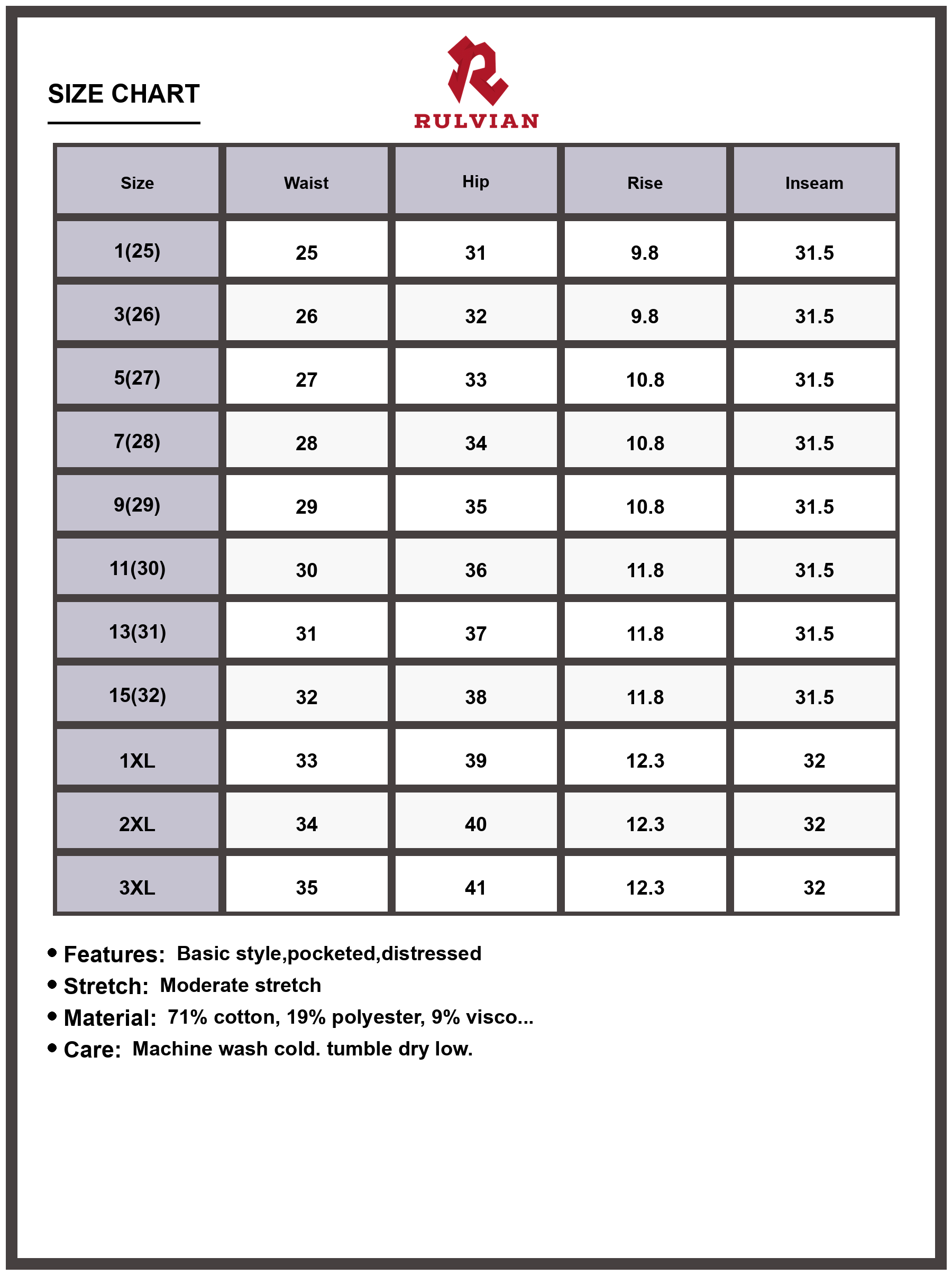 Size Chart - Women's Distressed High Rise Bootcut Jeans with Pockets Premium Stretch Denim Classic Blue Wash Flattering Vintage Look