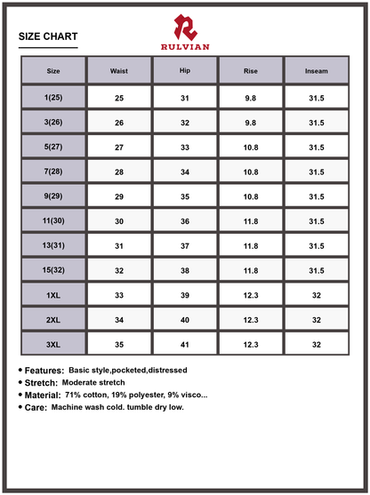 Size Chart - Women's Distressed High Rise Bootcut Jeans with Pockets Premium Stretch Denim Classic Blue Wash Flattering Vintage Look
