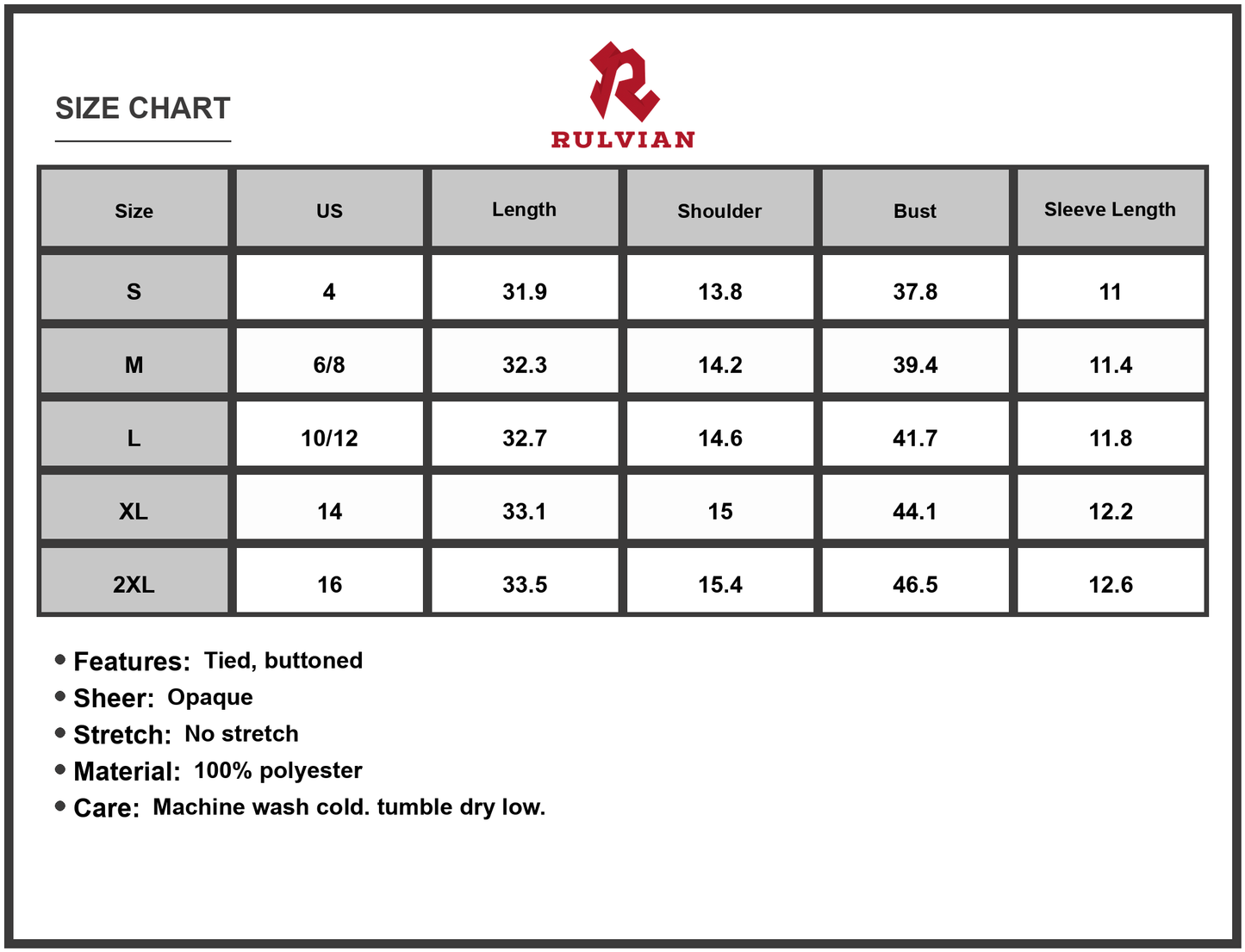 Size Chart - Women's Lapel Collar Short Sleeve Tie Waist Mini Dress 100% Polyester Lightweight Everyday Casual Elegant Look