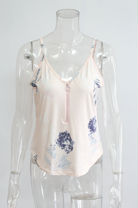 Womens Milk Silk Print Camisole With Thirty To Fifty Percent Cotton Main Fabric And Cotton Lining Soft Feel