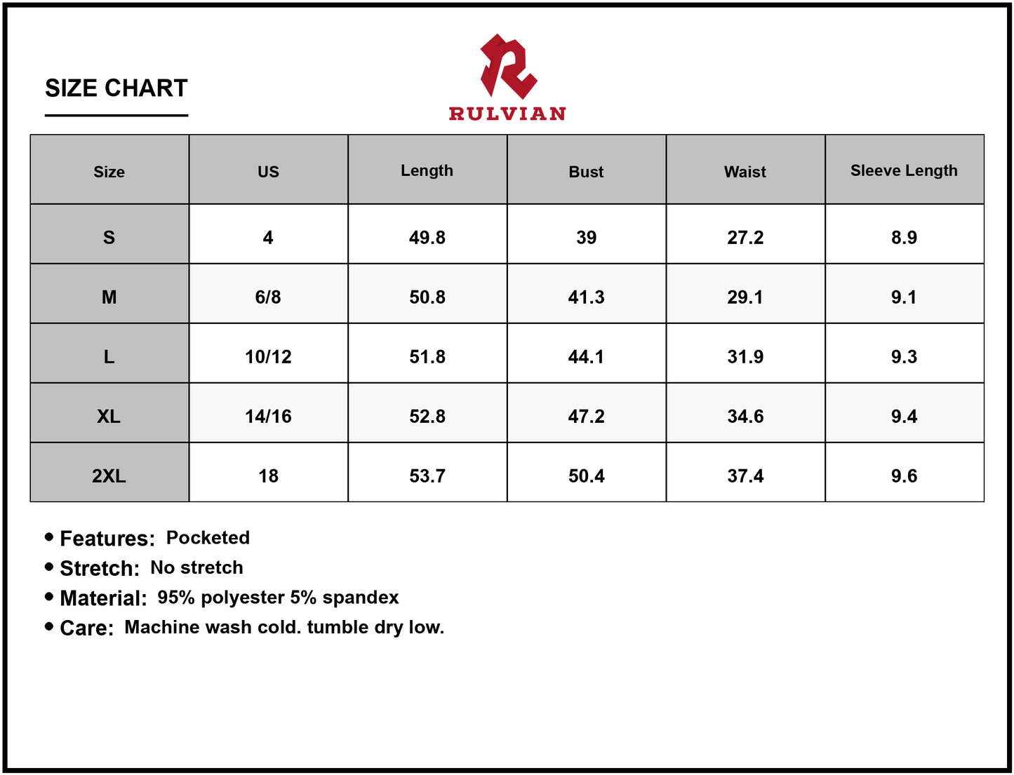 Size Chart - Women's Tiered Notched Short Sleeve Dress with Pockets and Stretch for Everyday Wear 95% Polyester 5% Spandex