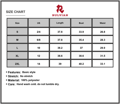 Size Chart - Women's Floral Print Tie Shoulder Mini Dress with 70% Polyester Fabric Lightweight and Easy to Care for Spring