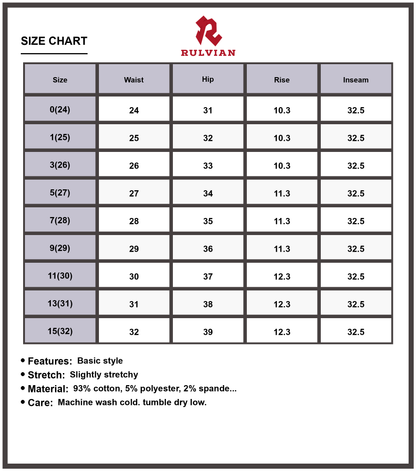 Size Chart - Women's Wide Leg Jeans Seam Detail Premium Denim Medium Blue Wash Front Seam Design Casual Modern Versatile Five Pocket