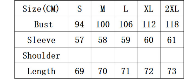 Size Chart - Long-sleeved T-shirt Stand Alone Base