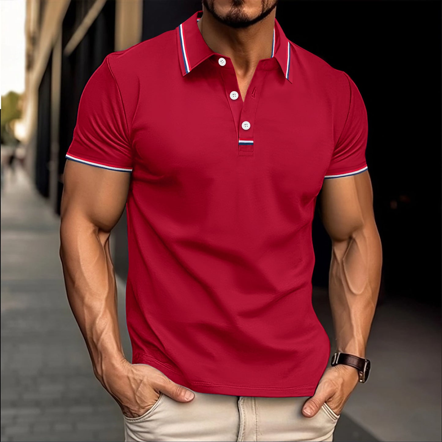 Men's Comfortable Loose Fit Short Sleeve Pull Button T Shirt Made From 100 Percent Polyester For Everyday Casual