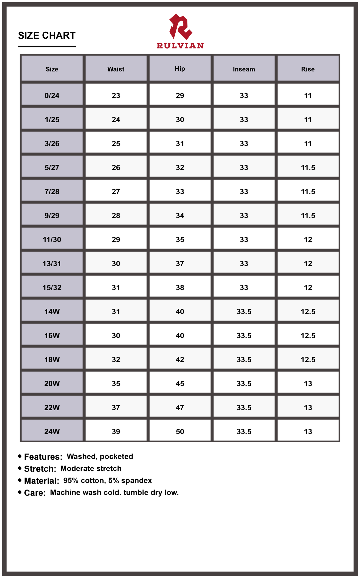 Size Chart - Women's Tummy Control High Waist Straight Leg Jeans Raw Hem Washed Pocketed Premium Flattering Denim for Versatile Everyday Wear