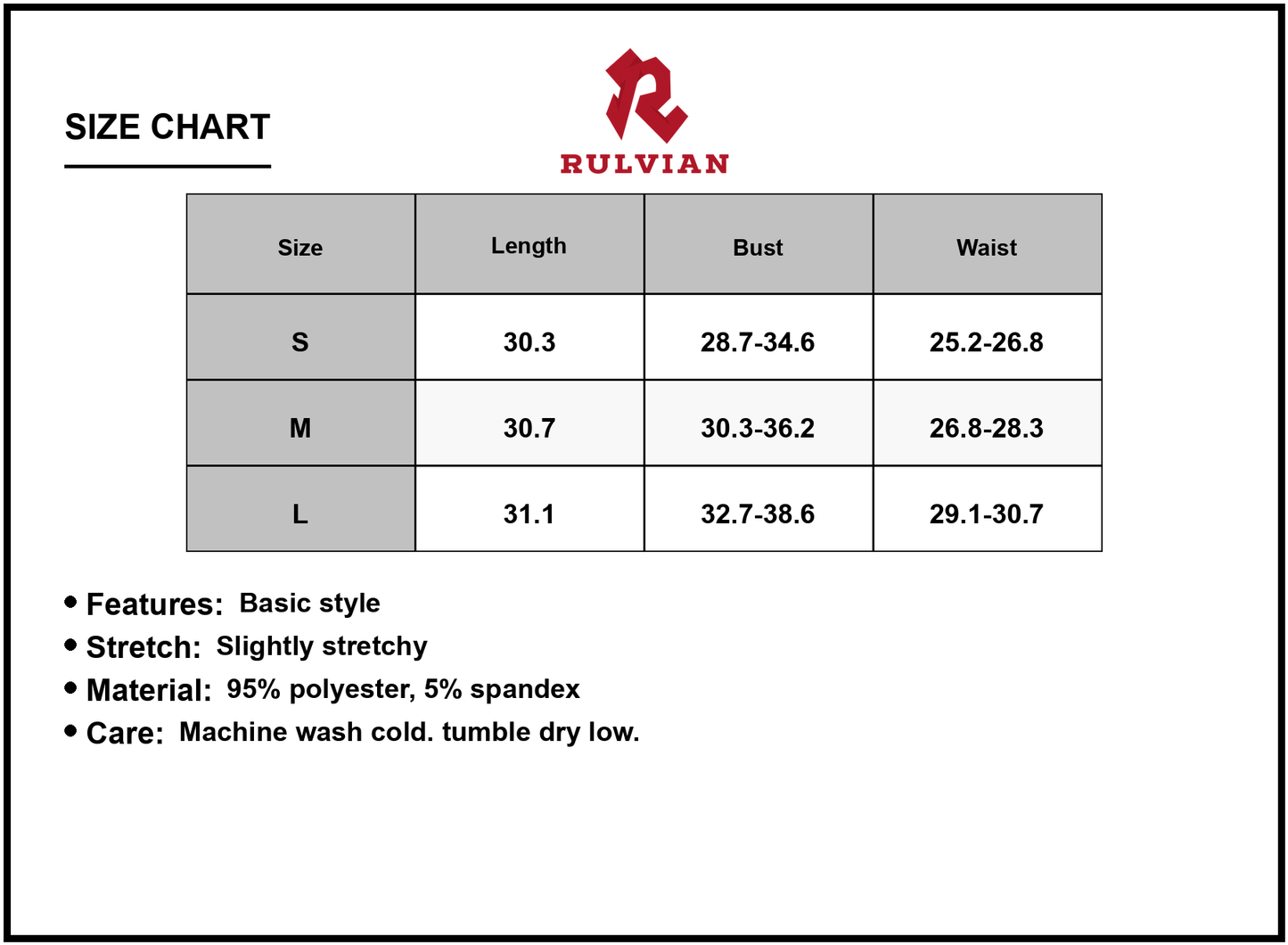 Size Chart - Women's Sleeveless Ruched Mini Tank Dress with Stretch 95% Polyester 5% Spandex Easy Care Machine Wash Cold For Everyday