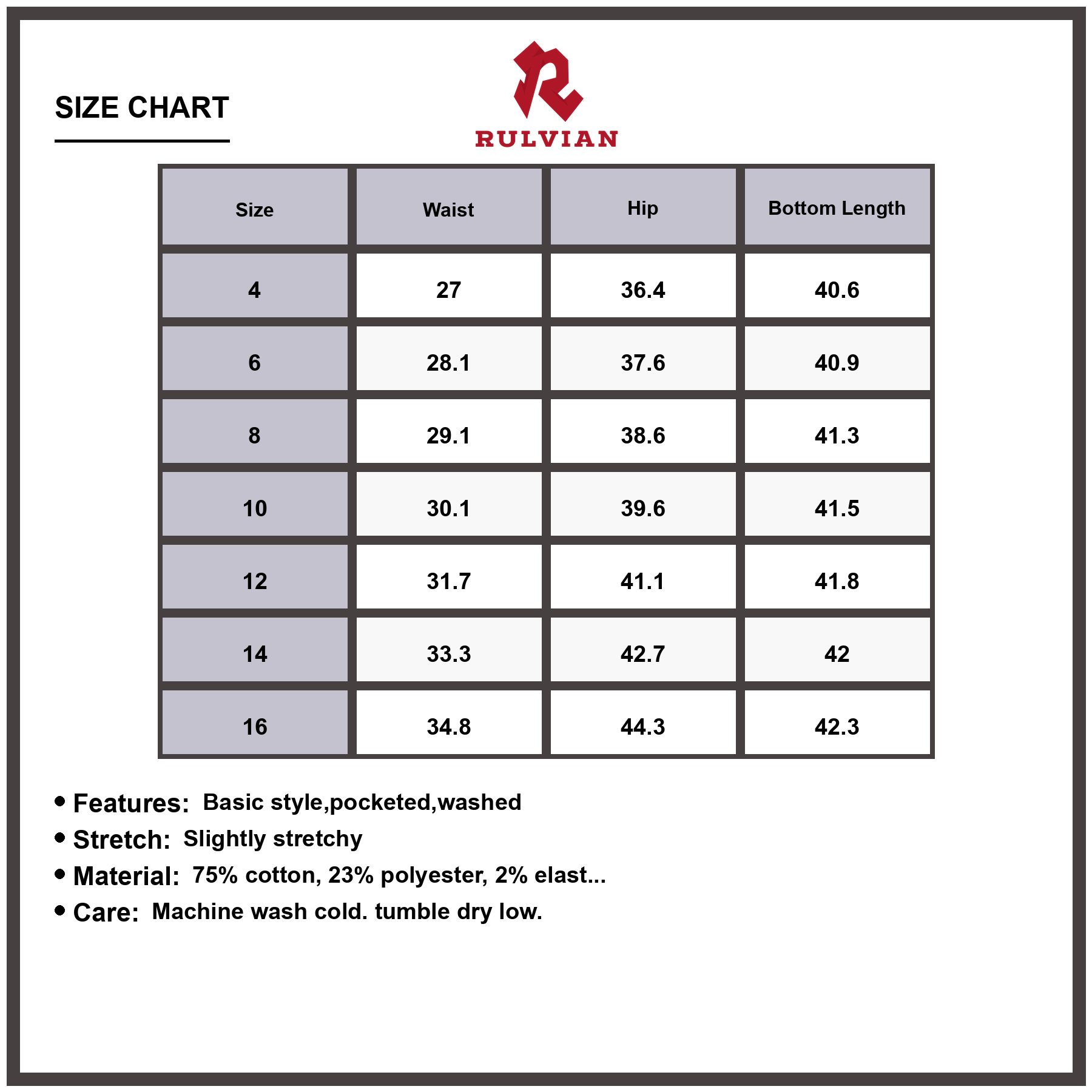 Size Chart - Women's High-Waisted Wide Leg Jeans Pocketed Washed Slightly Stretchy Premium Durable Versatile Casual Everyday Denim Pants