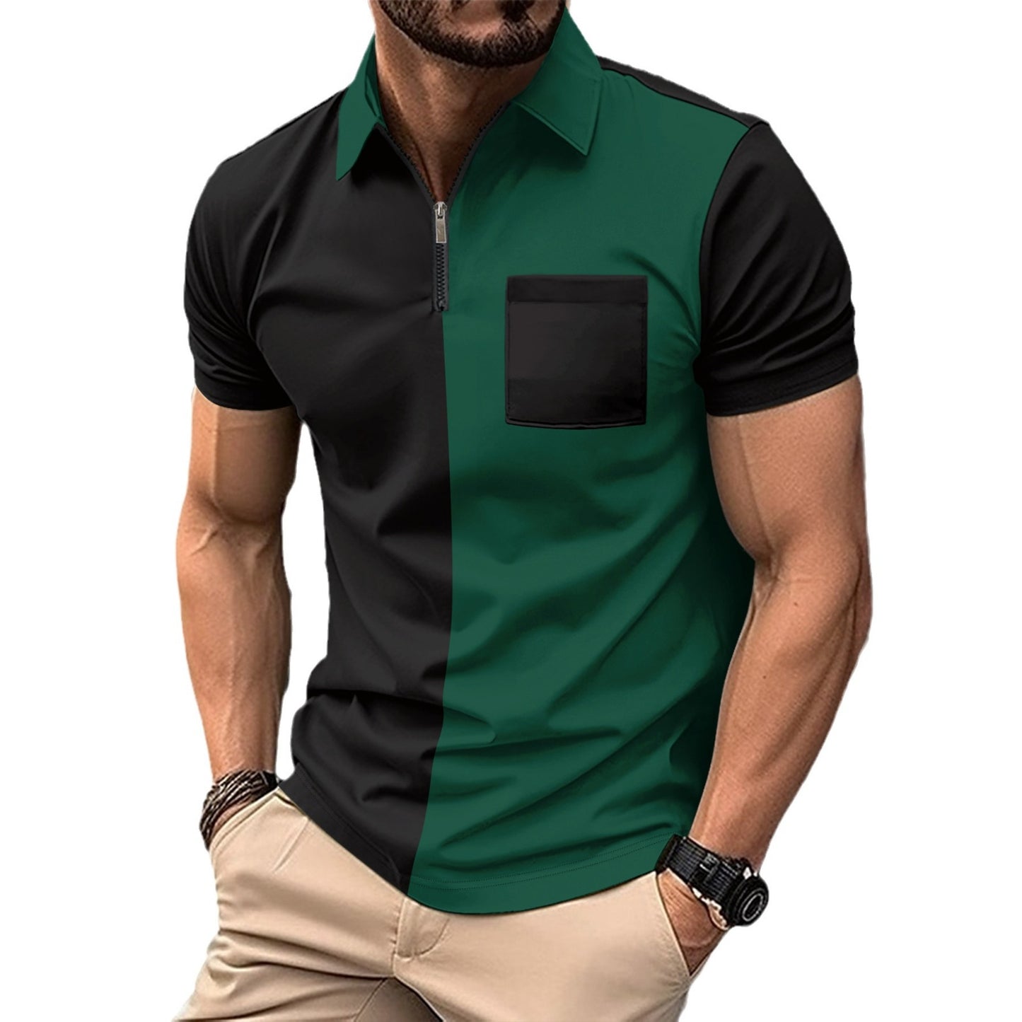 Men's Polo Shirt with Twill Fabric and Stitching Details Sixty Percent Cotton And Forty Percent Polyester