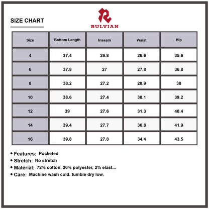 Size Chart - Women's Cropped High Rise Wide Leg Jeans with Pockets Trendy High-Quality Casual Everyday Versatile Denim Pants